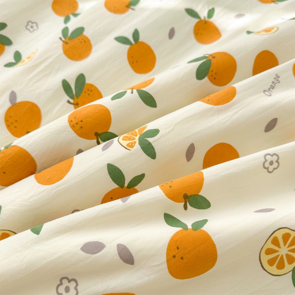 91家纺网 家纺一手货源 找家纺 晓时候 2026新款小清新印花夏被夏凉被空调被新疆棉花被被子被芯 心想事橙