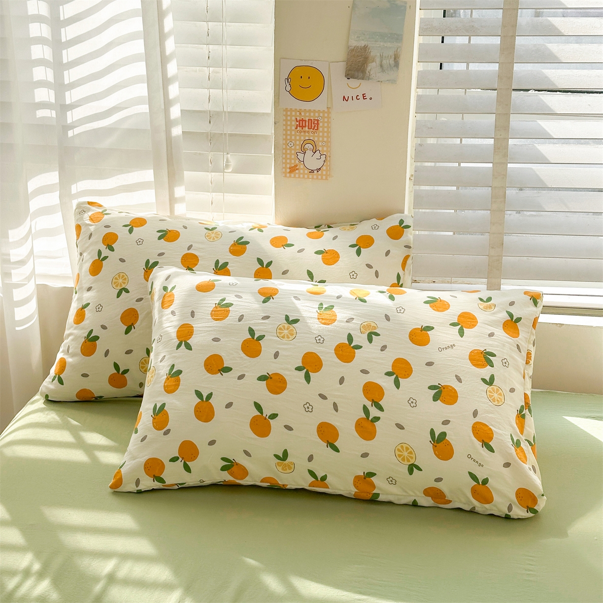 91家纺网 家纺一手货源 找家纺 晓时候 2026新款小清新印花夏被夏凉被空调被新疆棉花被被子被芯 心想事橙
