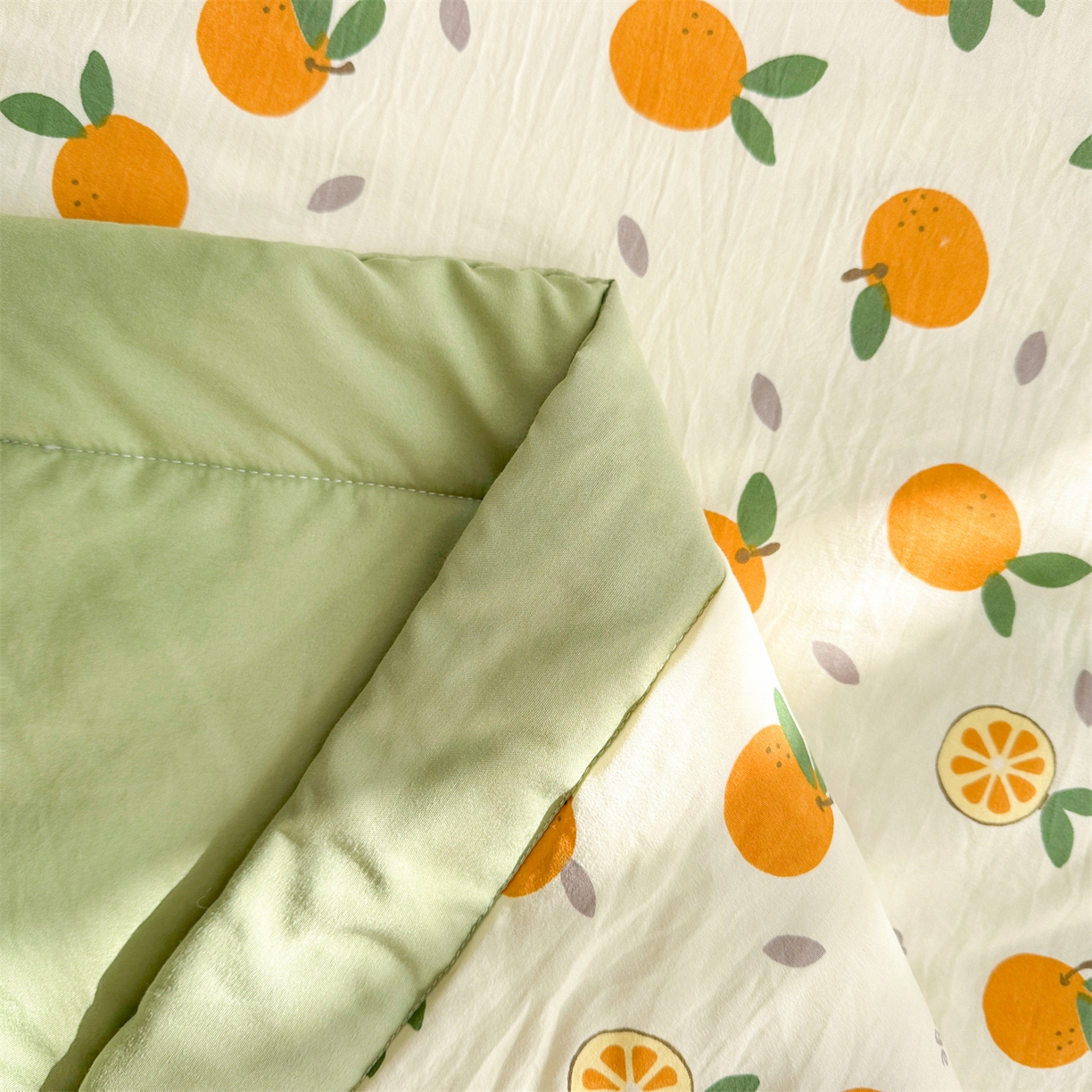 91家纺网 家纺一手货源 找家纺 晓时候 2026新款小清新印花夏被夏凉被空调被新疆棉花被被子被芯 心想事橙