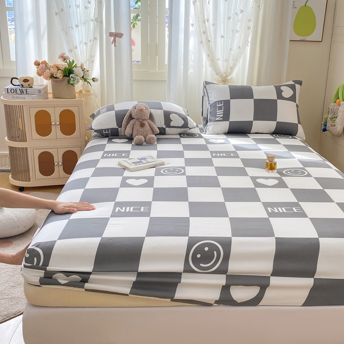 91家纺网 家纺一手货源 找家纺 朵朵家纺 2025新款超柔水洗棉云感印花单床笠床垫保护套床笠（床垫保护套可定制尺寸 ）-场景二 简单时尚