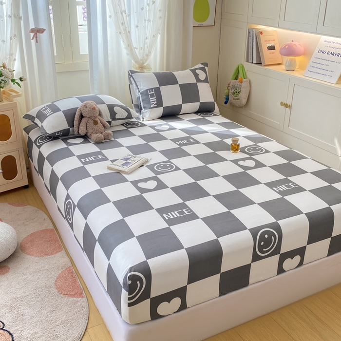 91家纺网 家纺一手货源 找家纺 朵朵家纺 2025新款超柔水洗棉云感印花单床笠床垫保护套床笠（床垫保护套可定制尺寸 ）-场景二 简单时尚