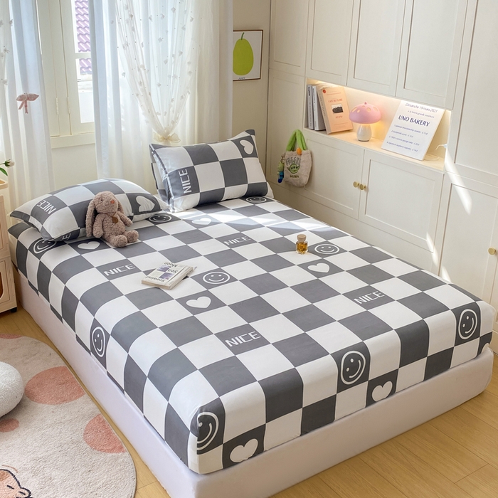 91家纺网 家纺一手货源 找家纺 朵朵家纺 2025新款超柔水洗棉云感印花单床笠床垫保护套床笠（床垫保护套可定制尺寸 ）-场景二 简单时尚