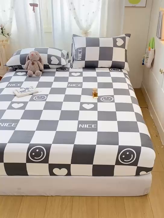 91家纺网 家纺一手货源 找家纺 朵朵家纺 2025新款超柔水洗棉云感印花单床笠床垫保护套床笠（床垫保护套可定制尺寸 ）-场景二 简单时尚