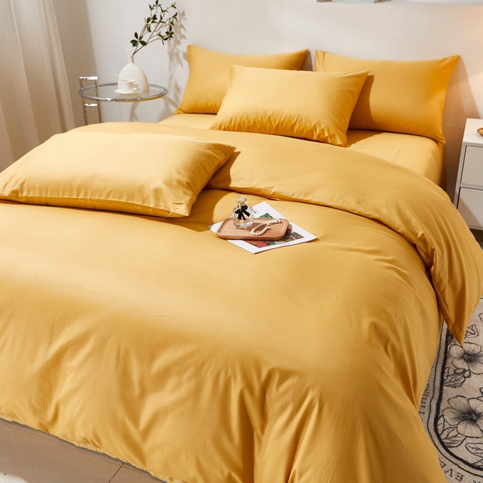 91家纺网 家纺一手货源 找家纺 晶缦家纺 2026新款喷气A类全棉13376纯棉斜纹纯色多规格四件套 沐朗-杏黄