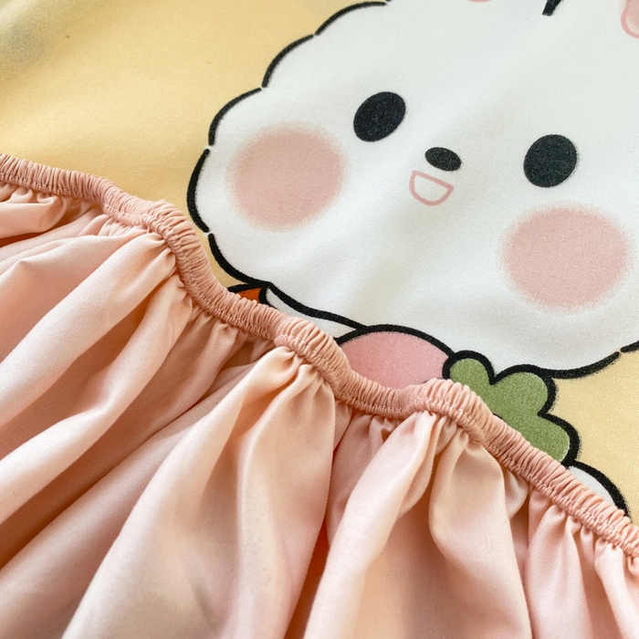 91家纺网 家纺一手货源 找家纺 朵朵家纺 2025新款超柔水洗棉云感印花单床笠床垫保护套床笠（床垫保护套可定制尺寸 ）-场景二 兔兔花园