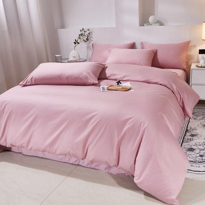 91家纺网 家纺一手货源 找家纺 晶缦家纺 2026新款喷气A类全棉13376纯棉斜纹纯色多规格四件套 沐朗-脏脏粉