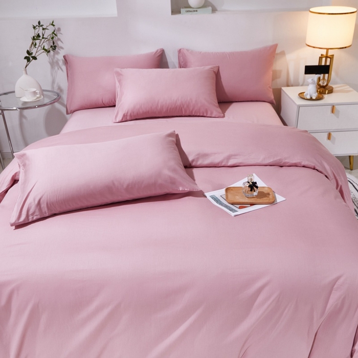 91家纺网 家纺一手货源 找家纺 晶缦家纺 2026新款喷气A类全棉13376纯棉斜纹纯色多规格四件套 沐朗-脏脏粉