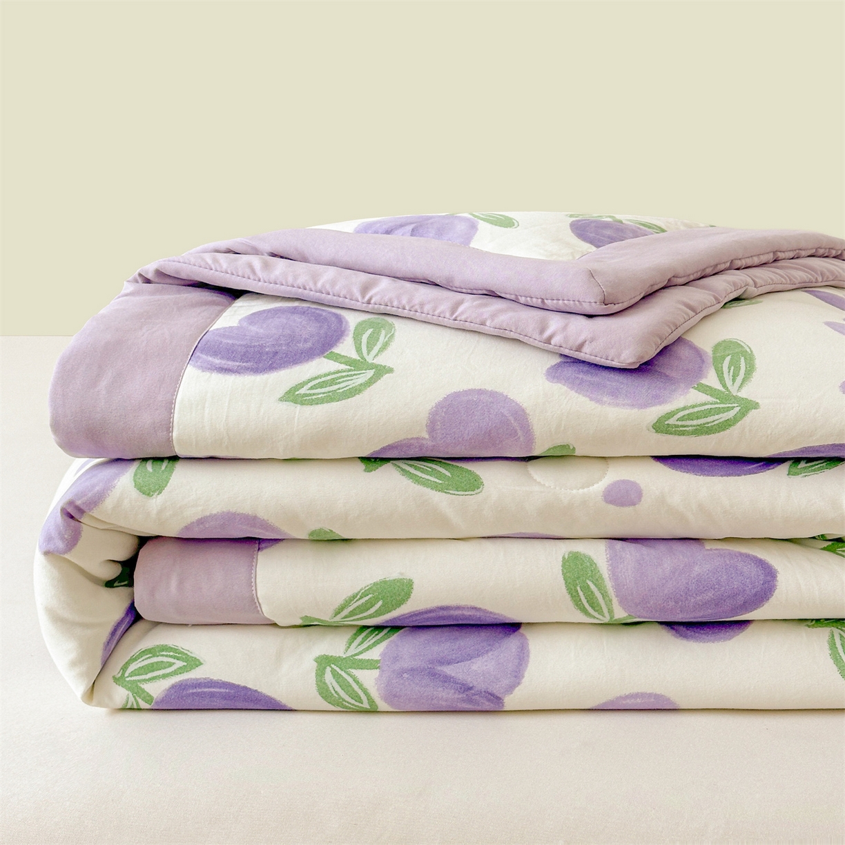 91家纺网 家纺一手货源 找家纺 晓时候 2026新款小清新印花夏被夏凉被空调被新疆棉花被被子被芯 郁金香紫