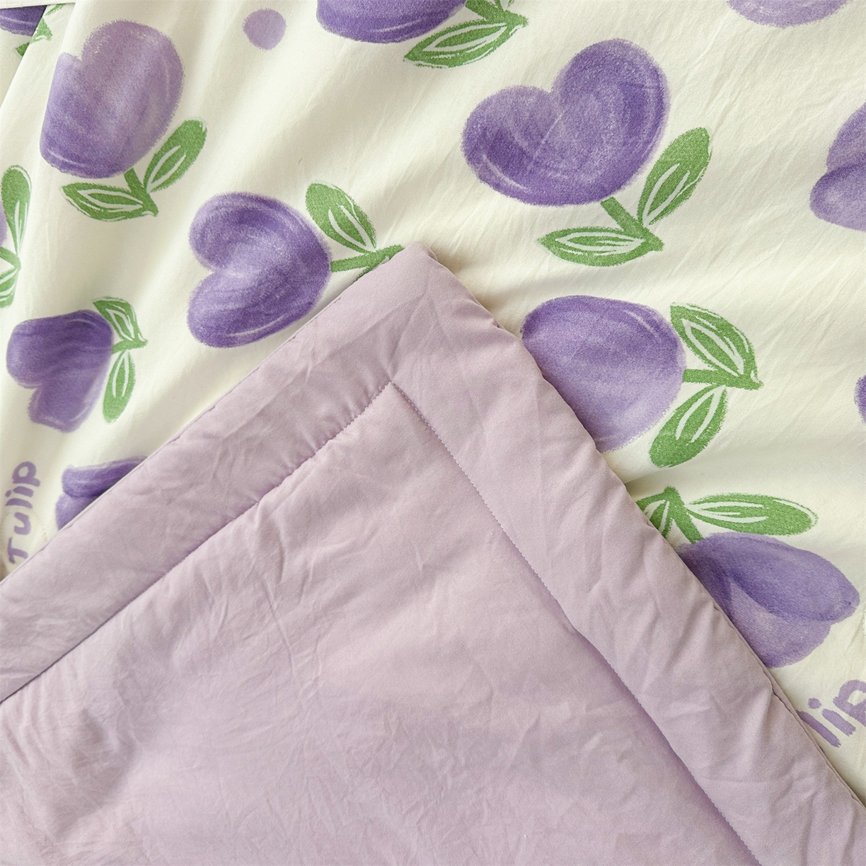 91家纺网 家纺一手货源 找家纺 晓时候 2026新款小清新印花夏被夏凉被空调被新疆棉花被被子被芯 郁金香紫