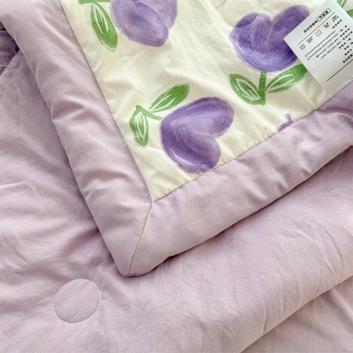 91家纺网 家纺一手货源 找家纺 晓时候 2026新款小清新印花夏被夏凉被空调被新疆棉花被被子被芯 郁金香紫