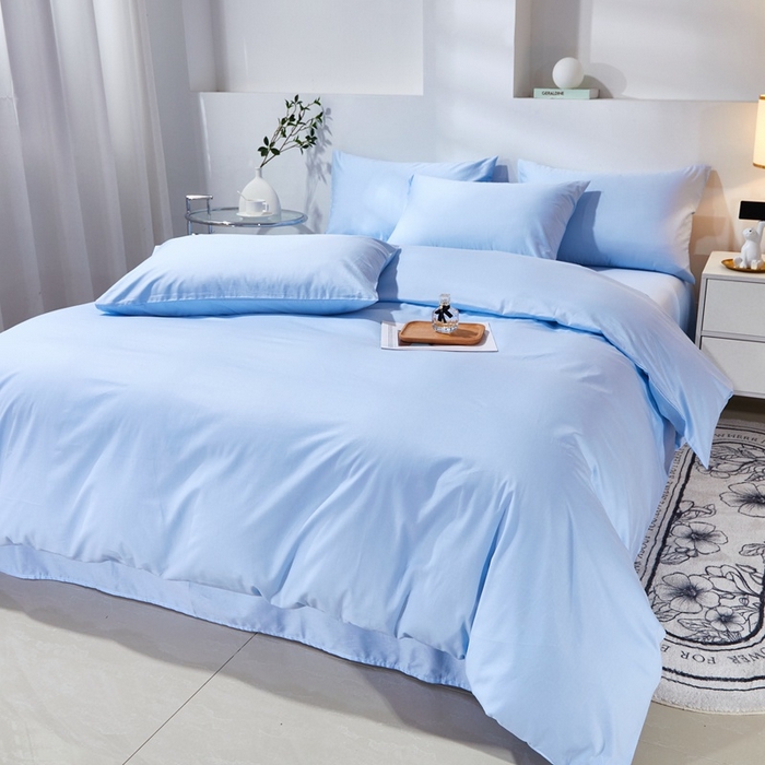 91家纺网 家纺一手货源 找家纺 晶缦家纺 2026新款喷气A类全棉13376纯棉斜纹纯色单被套单品被套被套单件 沐朗-天蓝