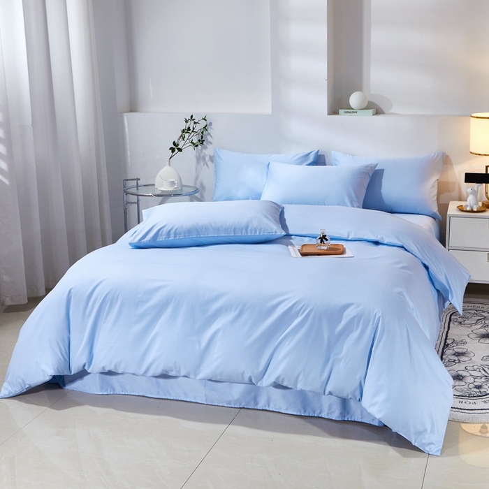91家纺网 家纺一手货源 找家纺 晶缦家纺 2026新款喷气A类全棉13376纯棉斜纹纯色单被套单品被套被套单件 沐朗-天蓝