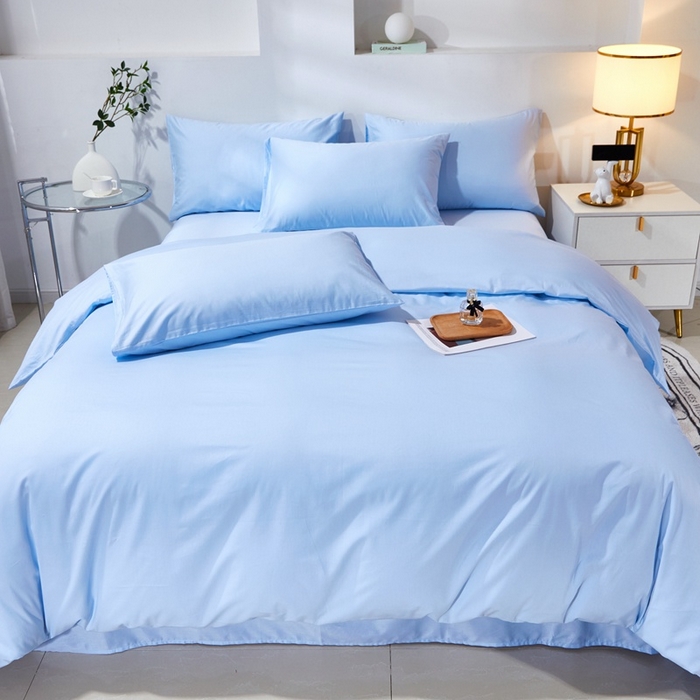 91家纺网 家纺一手货源 找家纺 晶缦家纺 2026新款喷气A类全棉13376纯棉斜纹纯色单被套单品被套被套单件 沐朗-天蓝