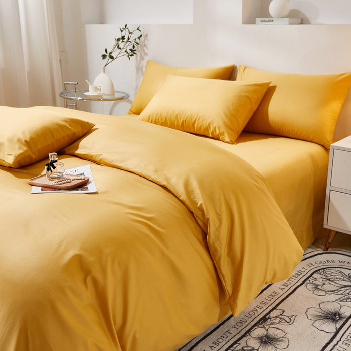 91家纺网 家纺一手货源 找家纺 晶缦家纺 2026新款喷气A类全棉13376纯棉斜纹纯色单被套单品被套被套单件 沐朗-杏黄