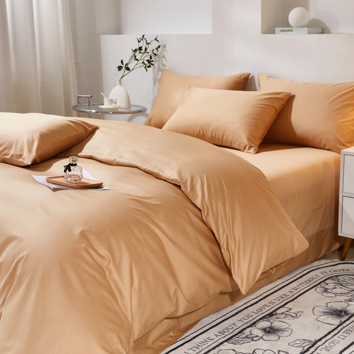 91家纺网 家纺一手货源 找家纺 晶缦家纺 2026新款喷气A类全棉13376纯棉斜纹纯色单被套单品被套被套单件 沐朗-卡其