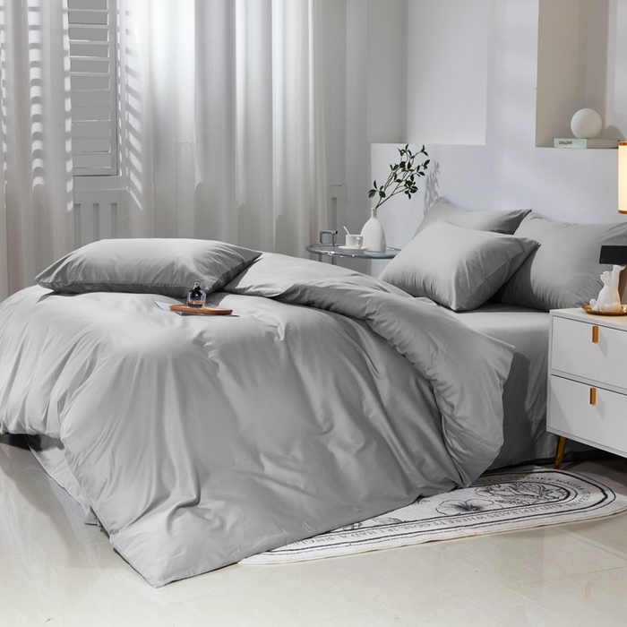 91家纺网 家纺一手货源 找家纺 晶缦家纺 2026新款喷气A类全棉13376纯棉斜纹纯色单被套单品被套被套单件 沐朗-典雅灰