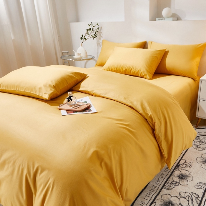 91家纺网 家纺一手货源 找家纺 晶缦家纺 2026新款喷气A类全棉13376纯棉斜纹纯色单被套单品被套被套单件 沐朗-杏黄