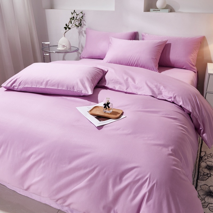 91家纺网 家纺一手货源 找家纺 晶缦家纺 2026新款喷气A类全棉13376纯棉斜纹纯色单被套单品被套被套单件 沐朗-浅紫