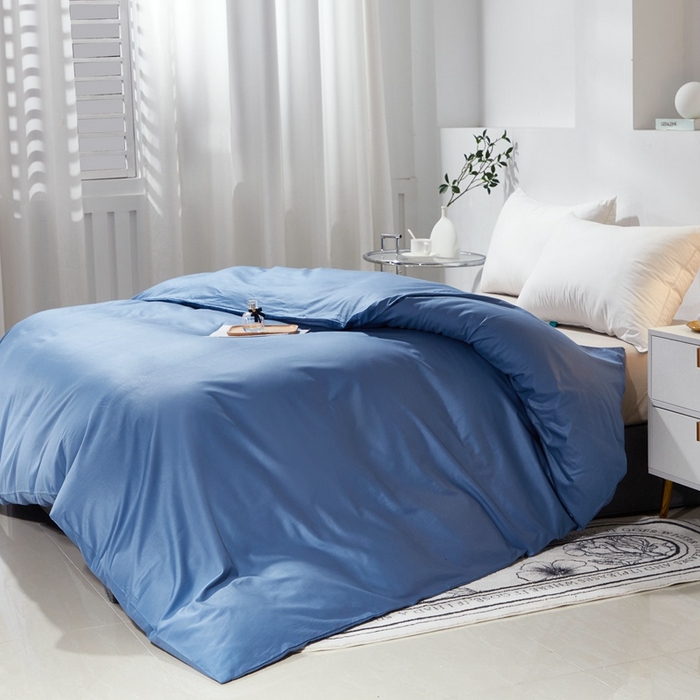 91家纺网 家纺一手货源 找家纺 晶缦家纺 2026新款喷气A类全棉13376纯棉斜纹纯色单被套单品被套被套单件 沐朗-牛仔蓝