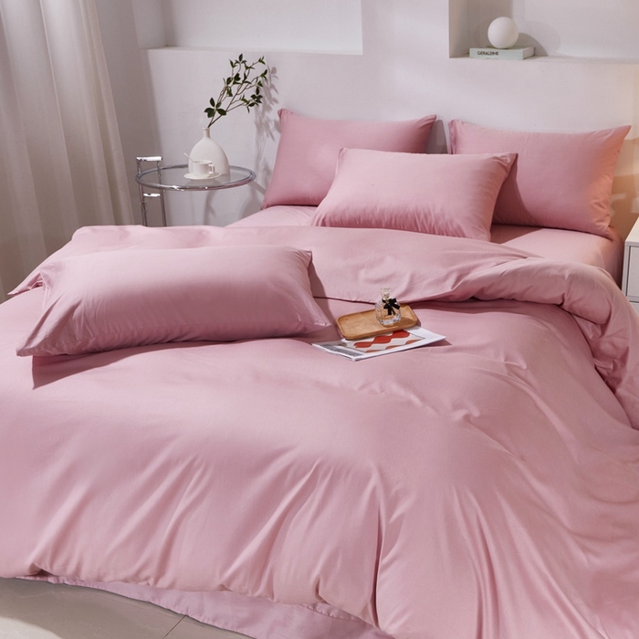 91家纺网 家纺一手货源 找家纺 晶缦家纺 2026新款喷气A类全棉13376纯棉斜纹纯色单被套单品被套被套单件 沐朗-脏脏粉