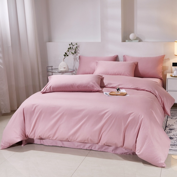 91家纺网 家纺一手货源 找家纺 晶缦家纺 2026新款喷气A类全棉13376纯棉斜纹纯色单被套单品被套被套单件 沐朗-脏脏粉