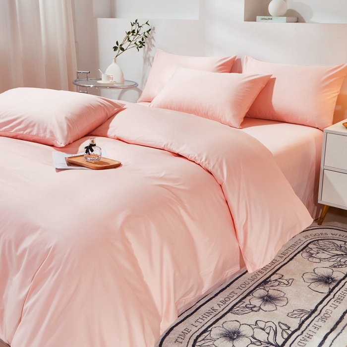 91家纺网 家纺一手货源 找家纺 晶缦家纺 2026新款喷气A类全棉13376纯棉斜纹纯色单被套单品被套被套单件 沐朗-粉玉