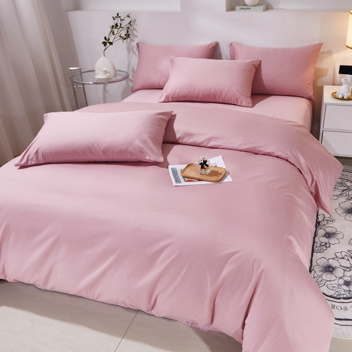 91家纺网 家纺一手货源 找家纺 晶缦家纺 2026新款喷气A类全棉13376纯棉斜纹纯色单被套单品被套被套单件 沐朗-脏脏粉