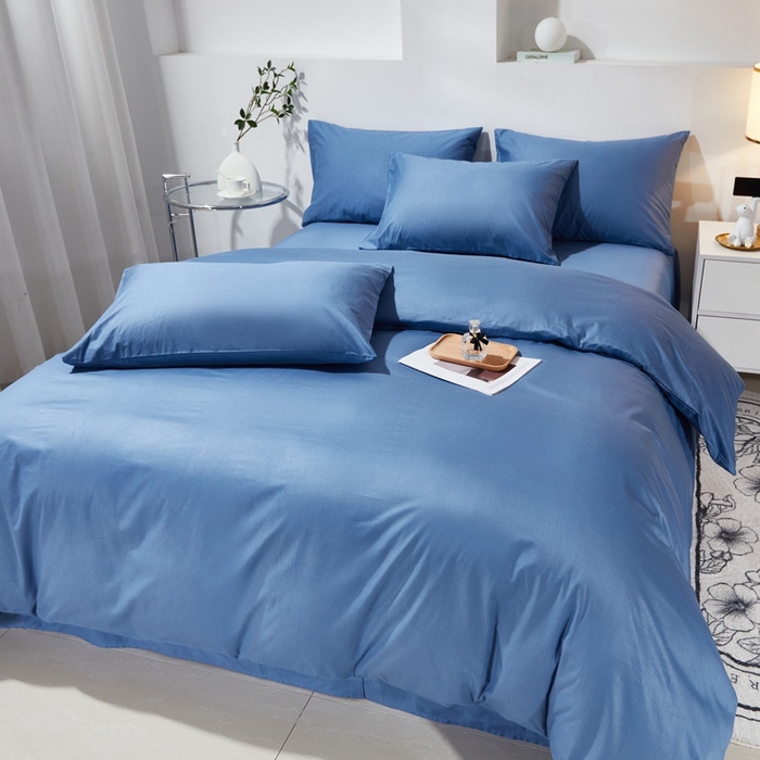 91家纺网 家纺一手货源 找家纺 晶缦家纺 2026新款喷气A类全棉13376纯棉斜纹纯色单被套单品被套被套单件 沐朗-牛仔蓝