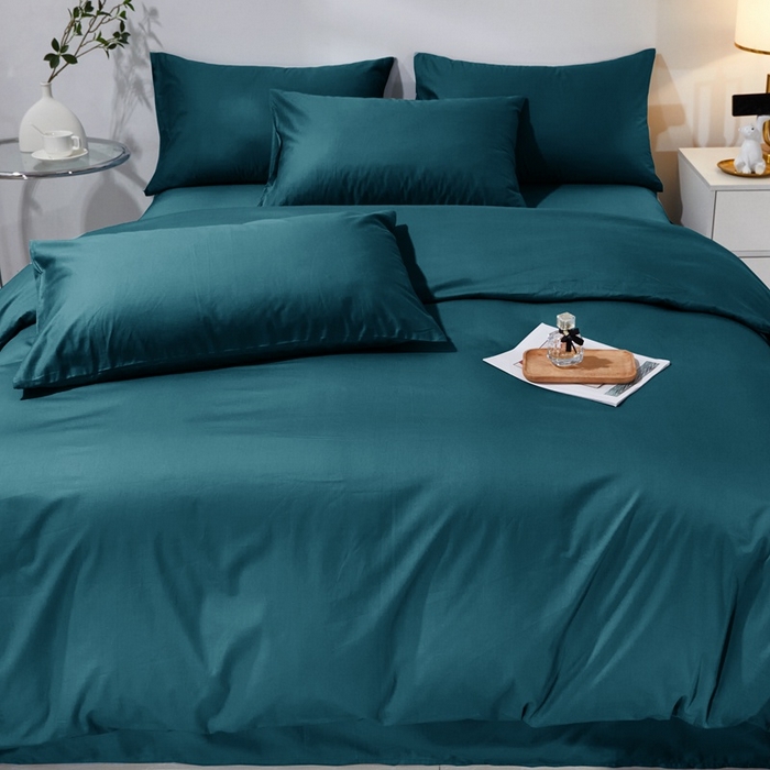 91家纺网 家纺一手货源 找家纺 晶缦家纺 2026新款喷气A类全棉13376纯棉斜纹纯色单被套单品被套被套单件 沐朗-孔雀绿