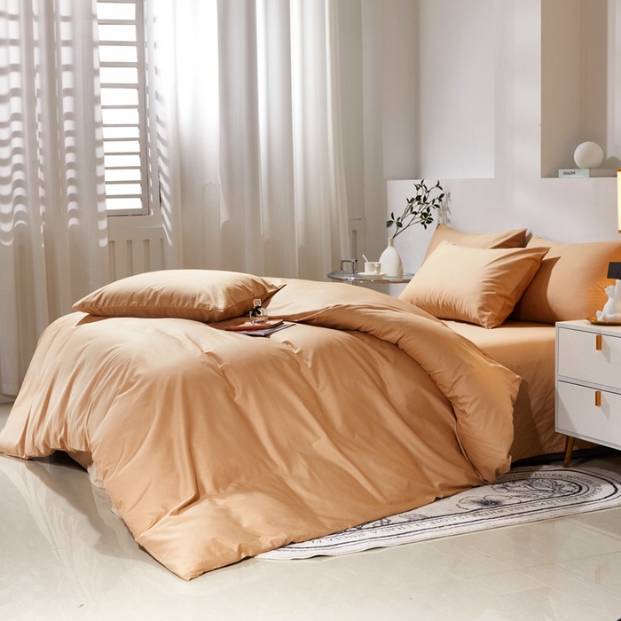 91家纺网 家纺一手货源 找家纺 晶缦家纺 2026新款喷气A类全棉13376纯棉斜纹纯色单被套单品被套被套单件 沐朗-卡其