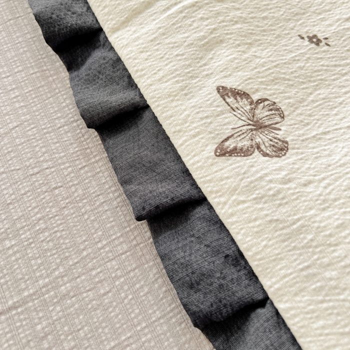 91家纺网 家纺一手货源 找家纺 仟网汇 2026新款木棉皱皱纱赫本风夏被单夏被枕套 蝴蝶梦