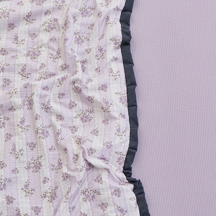 91家纺网 家纺一手货源 找家纺 仟网汇 2026新款木棉皱皱纱赫本风夏被单夏被枕套 半暖时光紫