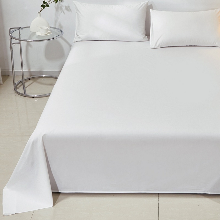 91家纺网 家纺一手货源 找家纺 晶缦家纺 2026新款喷气A类全棉13376纯棉斜纹纯色单床单单品床单床单单件 沐朗-本白