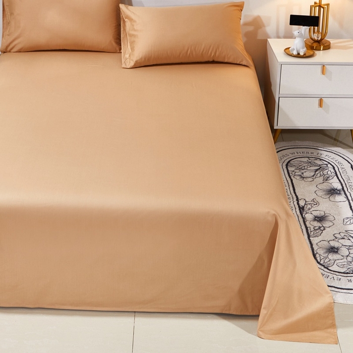 91家纺网 家纺一手货源 找家纺 晶缦家纺 2026新款喷气A类全棉13376纯棉斜纹纯色单床单单品床单床单单件 沐朗-卡其