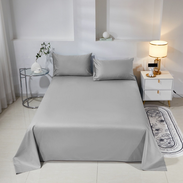 91家纺网 家纺一手货源 找家纺 晶缦家纺 2026新款喷气A类全棉13376纯棉斜纹纯色单床单单品床单床单单件 沐朗-典雅灰