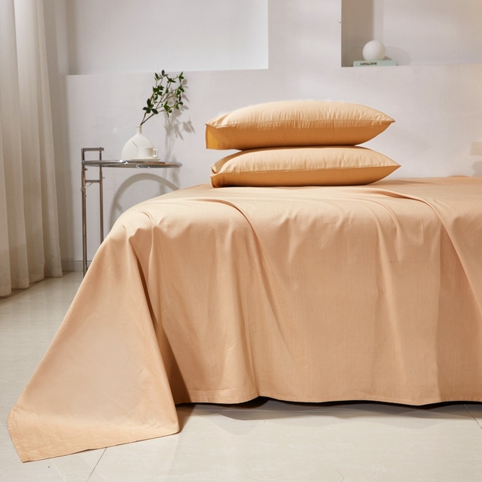 91家纺网 家纺一手货源 找家纺 晶缦家纺 2026新款喷气A类全棉13376纯棉斜纹纯色单床单单品床单床单单件 沐朗-卡其