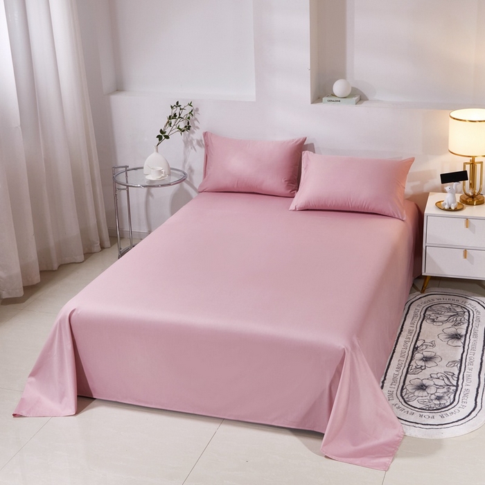 91家纺网 家纺一手货源 找家纺 晶缦家纺 2026新款喷气A类全棉13376纯棉斜纹纯色单床单单品床单床单单件 沐朗-脏脏粉