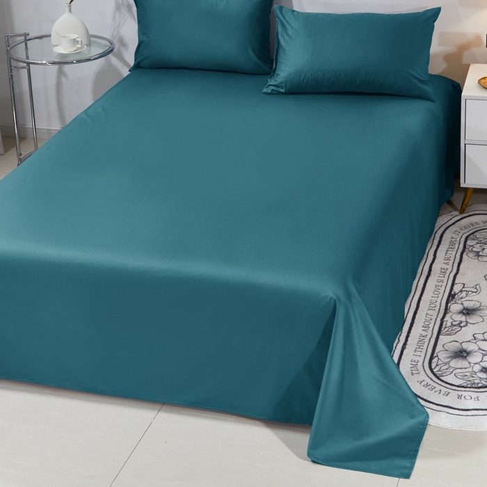 91家纺网 家纺一手货源 找家纺 晶缦家纺 2026新款喷气A类全棉13376纯棉斜纹纯色单床单单品床单床单单件 沐朗-孔雀绿