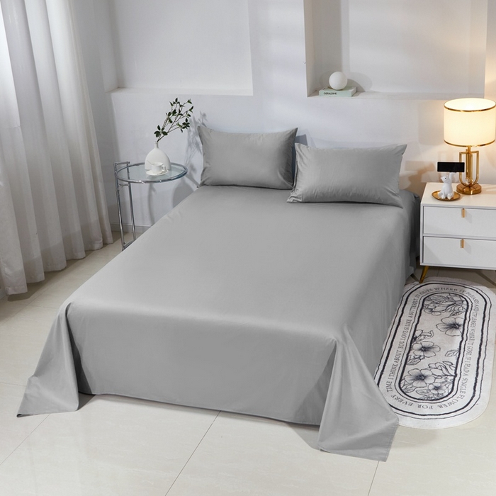 91家纺网 家纺一手货源 找家纺 晶缦家纺 2026新款喷气A类全棉13376纯棉斜纹纯色单床单单品床单床单单件 沐朗-典雅灰