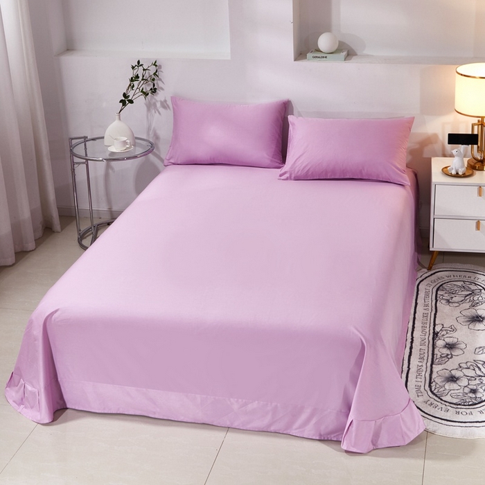 91家纺网 家纺一手货源 找家纺 晶缦家纺 2026新款喷气A类全棉13376纯棉斜纹纯色单床单单品床单床单单件 沐朗-浅紫