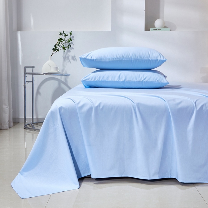 91家纺网 家纺一手货源 找家纺 晶缦家纺 2026新款喷气A类全棉13376纯棉斜纹纯色单床单单品床单床单单件 沐朗-天蓝