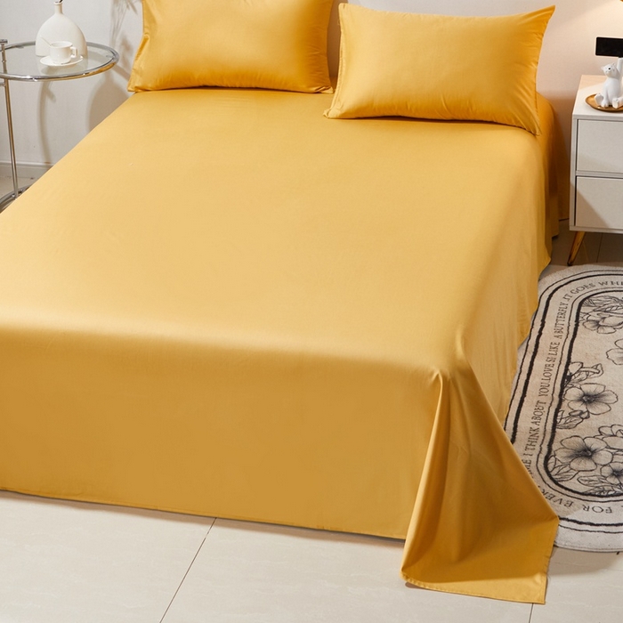 91家纺网 家纺一手货源 找家纺 晶缦家纺 2026新款喷气A类全棉13376纯棉斜纹纯色单床单单品床单床单单件 沐朗-杏黄