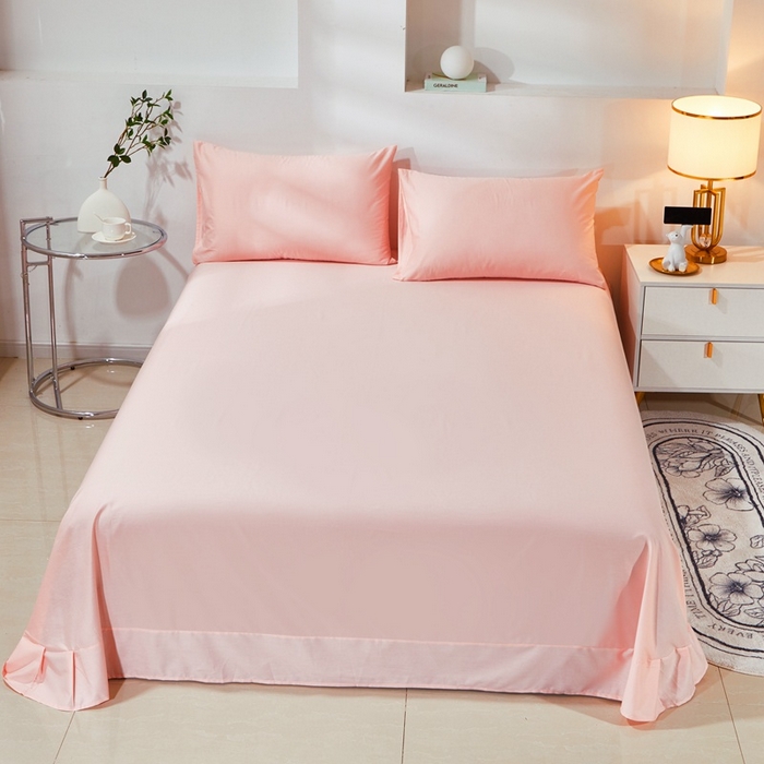 91家纺网 家纺一手货源 找家纺 晶缦家纺 2026新款喷气A类全棉13376纯棉斜纹纯色单床单单品床单床单单件 沐朗-粉玉