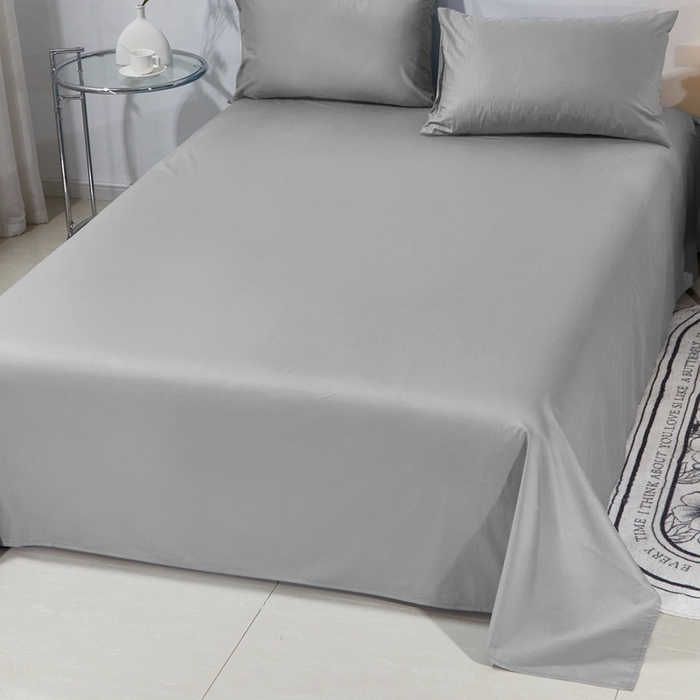 91家纺网 家纺一手货源 找家纺 晶缦家纺 2026新款喷气A类全棉13376纯棉斜纹纯色单床单单品床单床单单件 沐朗-典雅灰