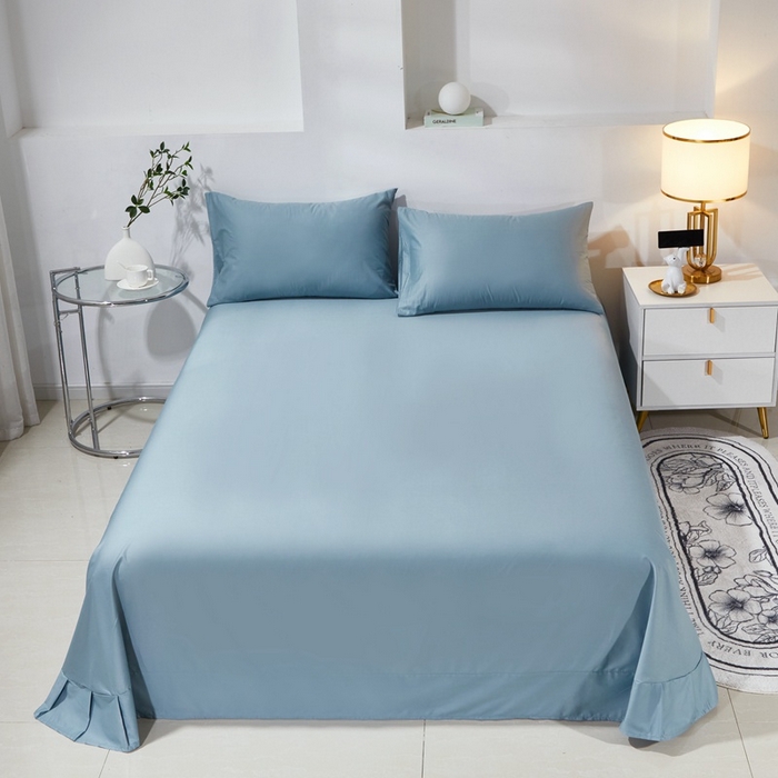 91家纺网 家纺一手货源 找家纺 晶缦家纺 2026新款喷气A类全棉13376纯棉斜纹纯色单床单单品床单床单单件 沐朗-雾霾蓝