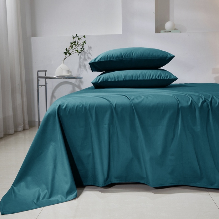 91家纺网 家纺一手货源 找家纺 晶缦家纺 2026新款喷气A类全棉13376纯棉斜纹纯色单床单单品床单床单单件 沐朗-孔雀绿