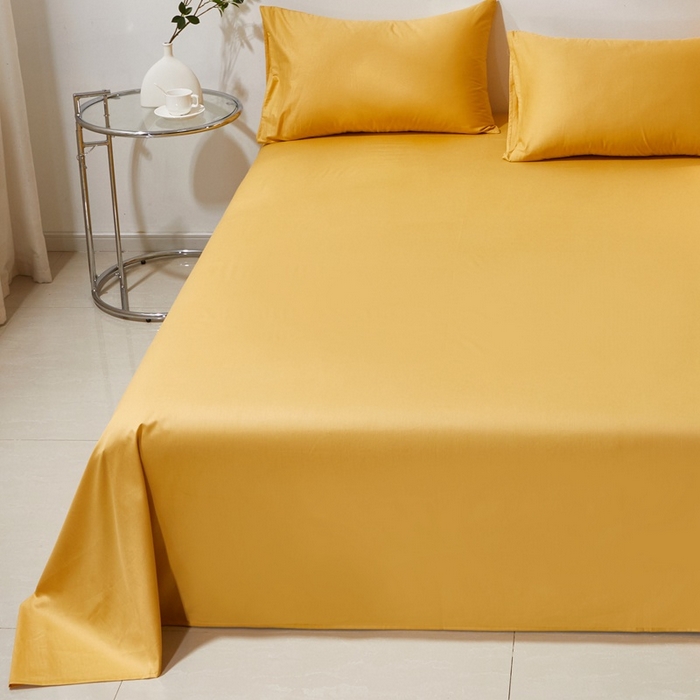 91家纺网 家纺一手货源 找家纺 晶缦家纺 2026新款喷气A类全棉13376纯棉斜纹纯色单床单单品床单床单单件 沐朗-杏黄