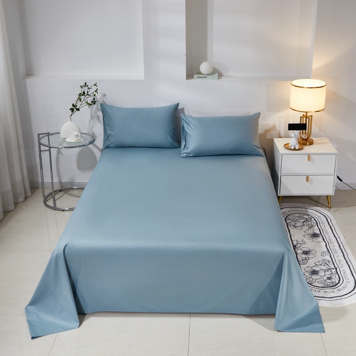 91家纺网 家纺一手货源 找家纺 晶缦家纺 2026新款喷气A类全棉13376纯棉斜纹纯色单床单单品床单床单单件 沐朗-雾霾蓝