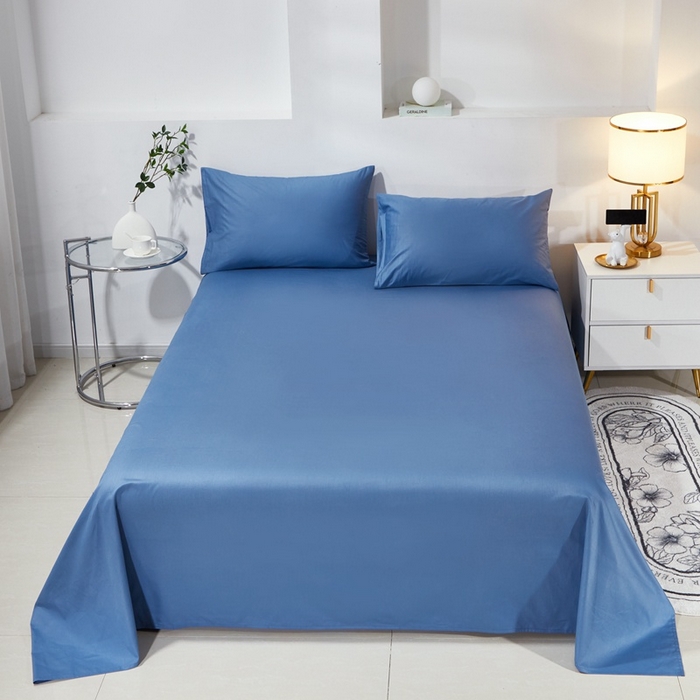 91家纺网 家纺一手货源 找家纺 晶缦家纺 2026新款喷气A类全棉13376纯棉斜纹纯色单床单单品床单床单单件 沐朗-牛仔蓝