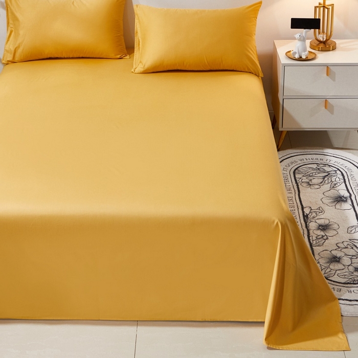 91家纺网 家纺一手货源 找家纺 晶缦家纺 2026新款喷气A类全棉13376纯棉斜纹纯色单床单单品床单床单单件 沐朗-杏黄